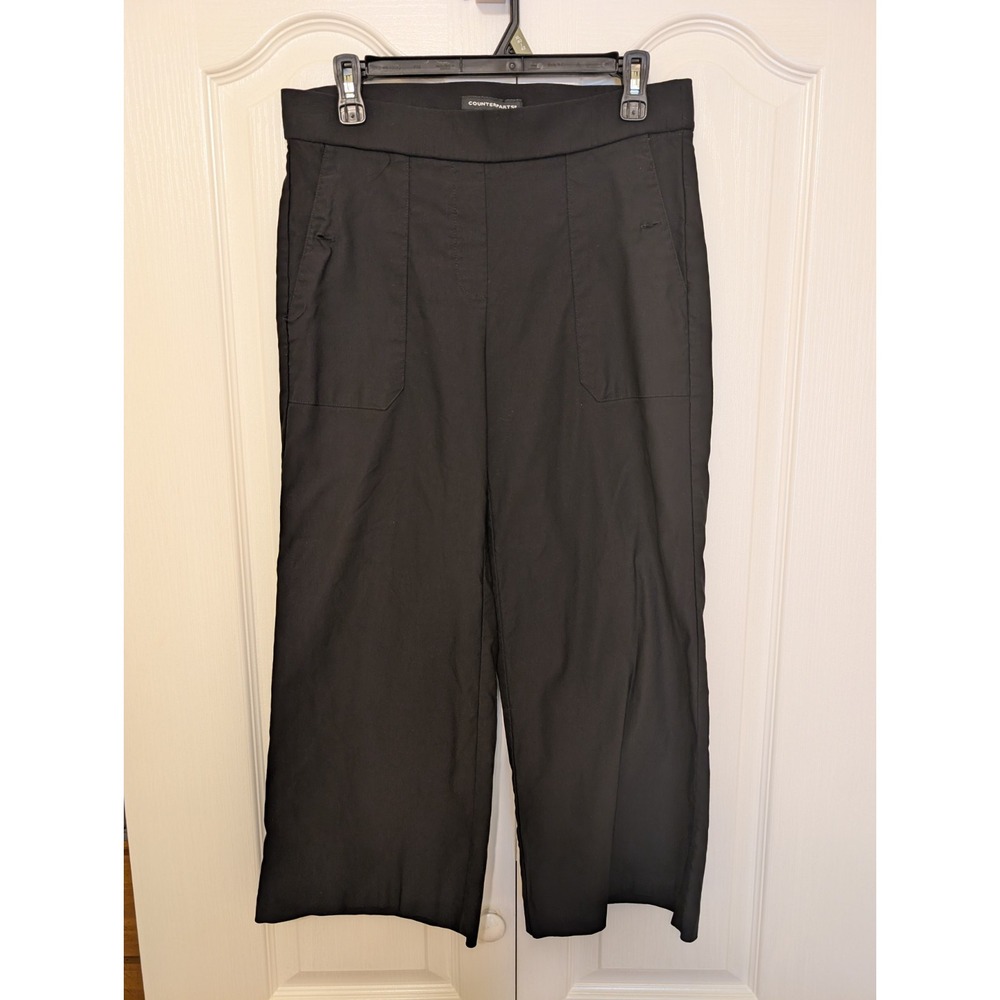 Counterparts Trousers Women's Black Mid Rise Wide Leg Stretch Pull On Size M